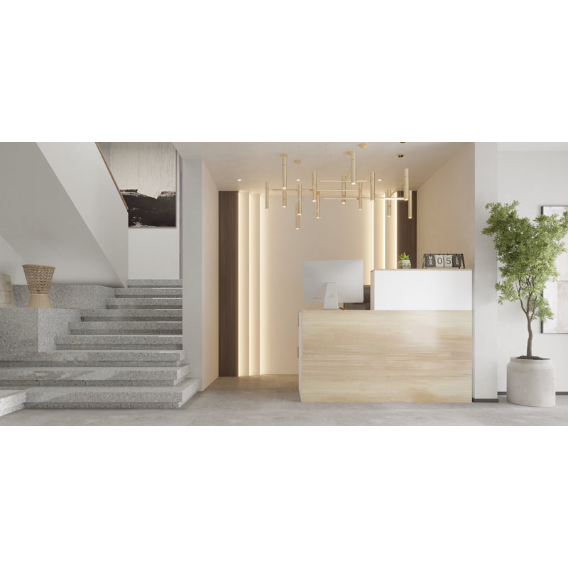 Rectangle Solid + Manufactured Wood Reception Desk with Filing Cabinet