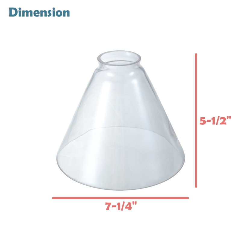 # 23653-60-2, abat-jour en verre cône profond transparent pour luminaire / luminaire suspendu. Taille: P 7 1/4 po x H 5 1/2 po