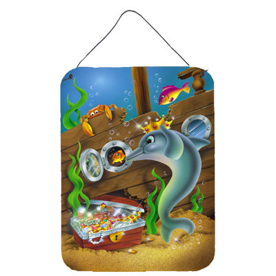 Décoration murale avec coffre à rideaux dauphins trésor