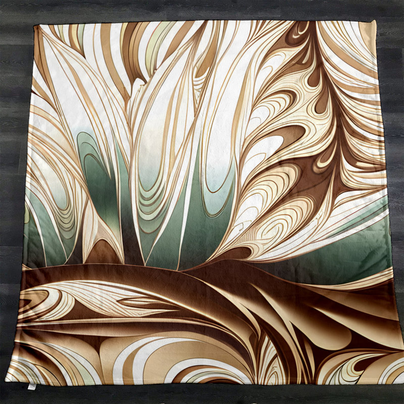 Throw Blanket, 68" W x 80" L, Abstract, Brown/Blue