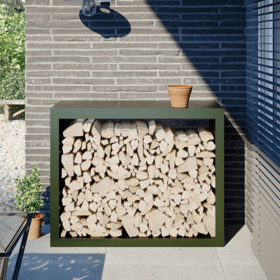 Support à bois de chauffage vidaXL vert 39,4 x 15,7 x 31,5 po