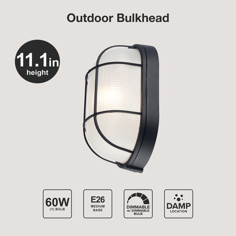 Alwigh 1 - Bulb Outdoor Bulkhead Light, Black