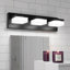  Miroir de salle de bain moderne 18 po à 3 lumières DEL mat noir mat à intensité variable