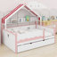 Lit de jour avec tablettes et lit gigogne en forme de maison-570313055-570176772