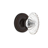 Rope Rosette with Oval Fluted Crystal Door Knob