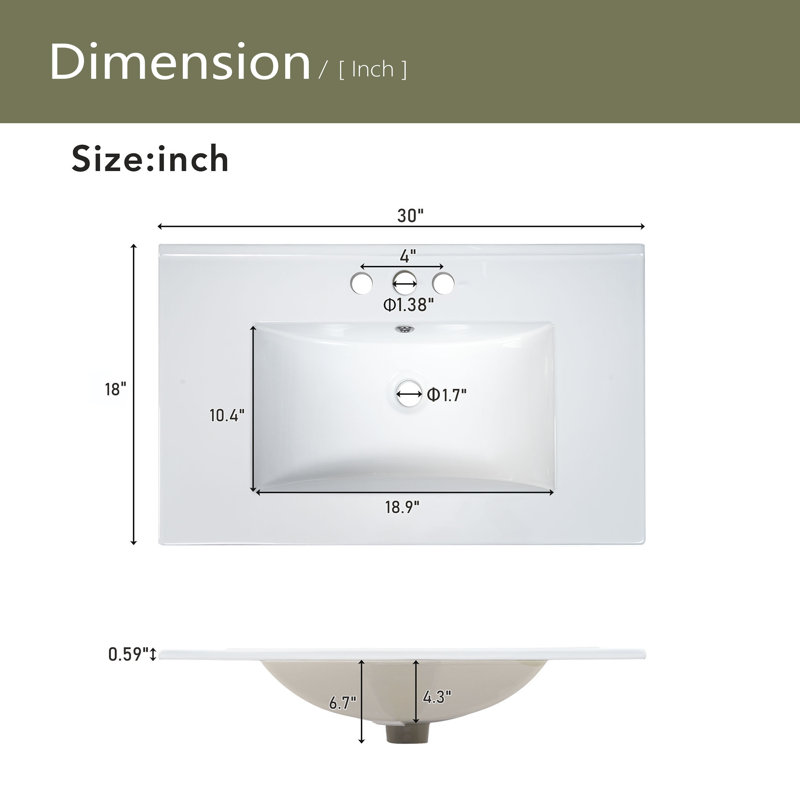 Ensemble de meuble-lavabo traditionnel 30 po, Vert