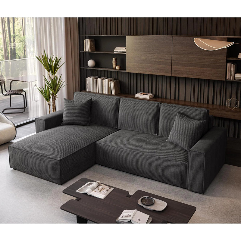 Damionna 4 Seater Sofa Bed, Graphite, Left Hand Facing