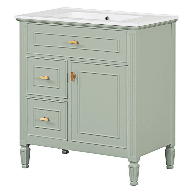 Meuble-lavabo de salle de bain avec lavabo, Vert
