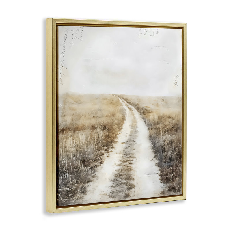 Cadre flottant Soft Prairie Dirt Road, design par Riley B, H 21 po x l 17 po, Cadre flottant métallique doré