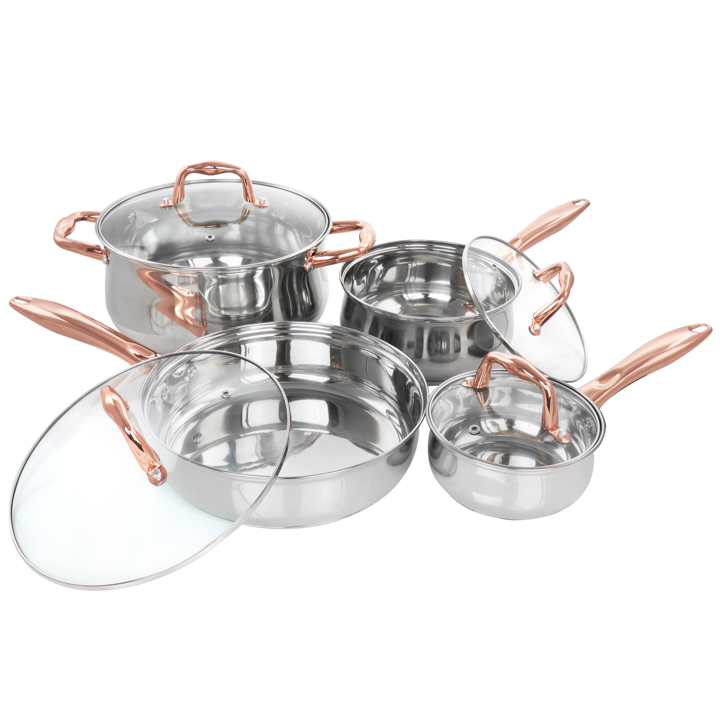 Gibson Home Ansonville 8 Piece Stainless Steel Cookware Set with Rose Gold  Handles in 2023