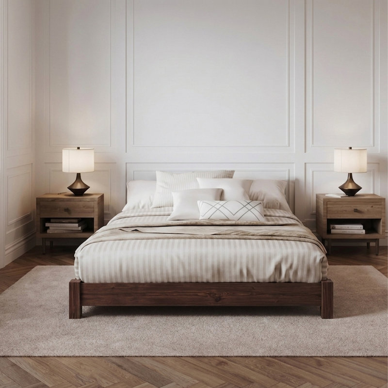 Base de lit Hardnett, Grand lit, Bois espresso
