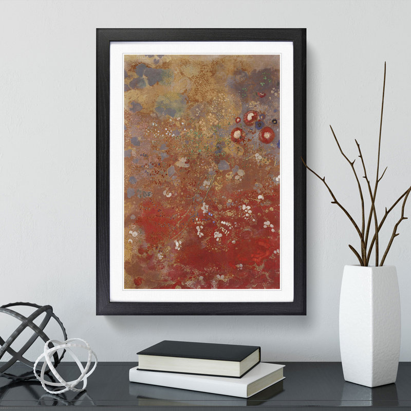 Rouge by Odilon Redon - Picture Frame Painting, Black Framed, 36cm H x 27cm W x 2cm D