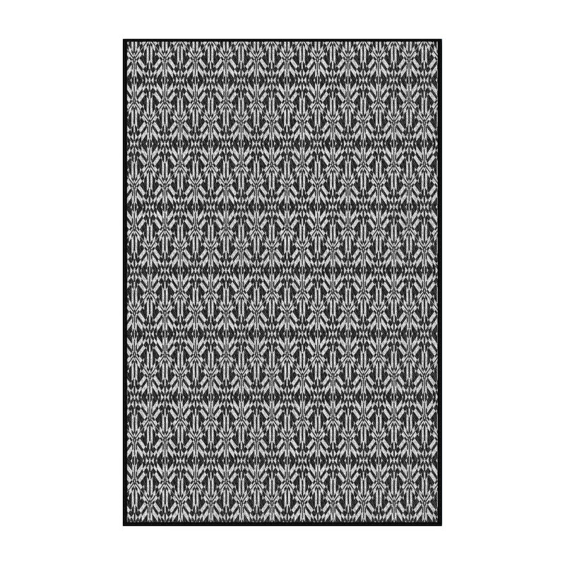Tapis noir/blanc à motifs, Rectangle 4 pi x 6 pi