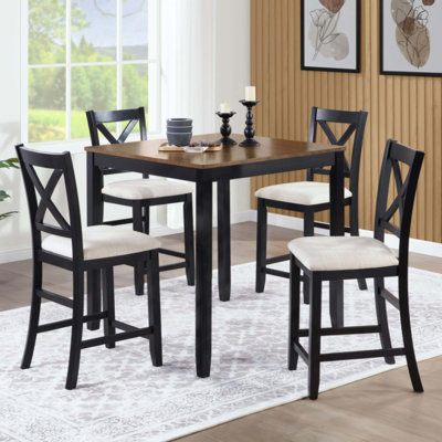Ensemble de table de salle à manger 5 pièces à hauteur de comptoir avec 4 chaises, ensemble de table à manger en bois classique pour 4 personnes, ensemble de table de salle à manger pour 4 personnes Timeless Farmhouse