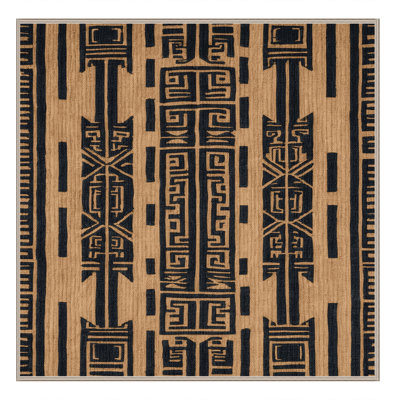 Washable Geometric Tiki Patterns Hawaiian Area Rug