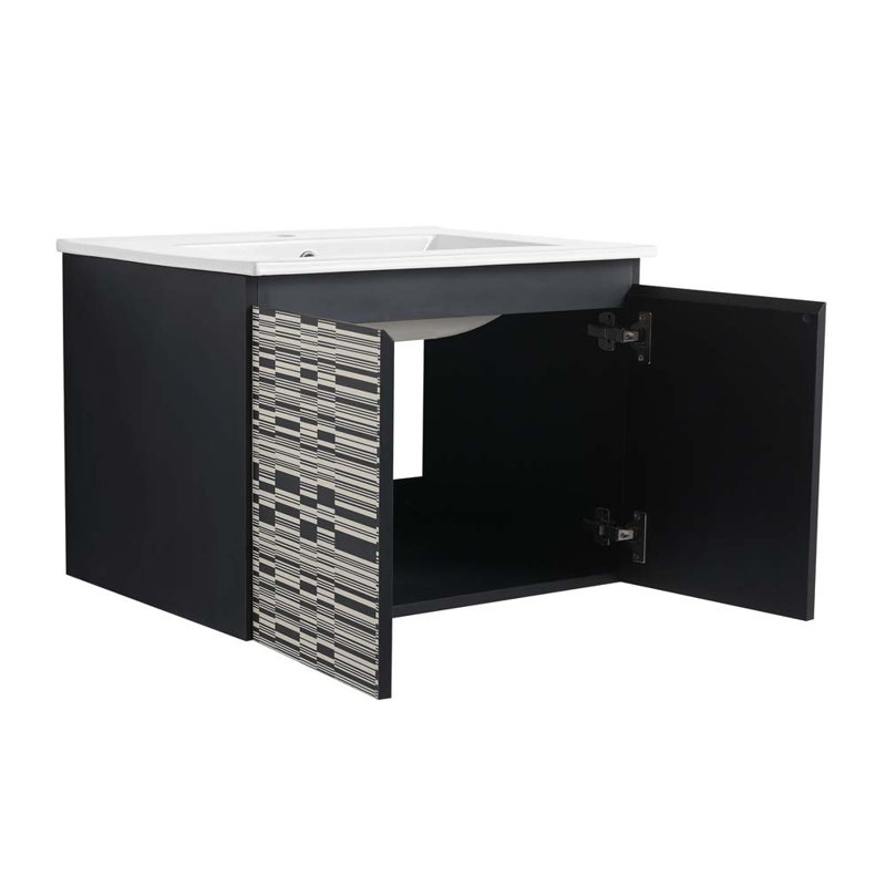 Meuble-lavabo simple 24 po avec plateau en céramique Hasnaat