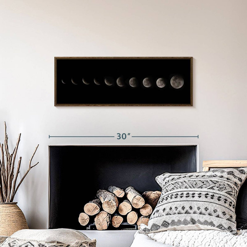 Dix phases de lune, 28 po x 10 po, Cadre flottant noyer