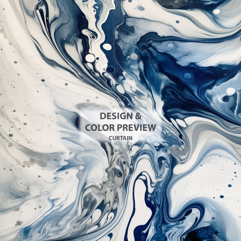 Elixir IV bleu et gris - Rideau abstrait - Rideau abstrait occultant - 1 panneaux, 52" W x 63" L
