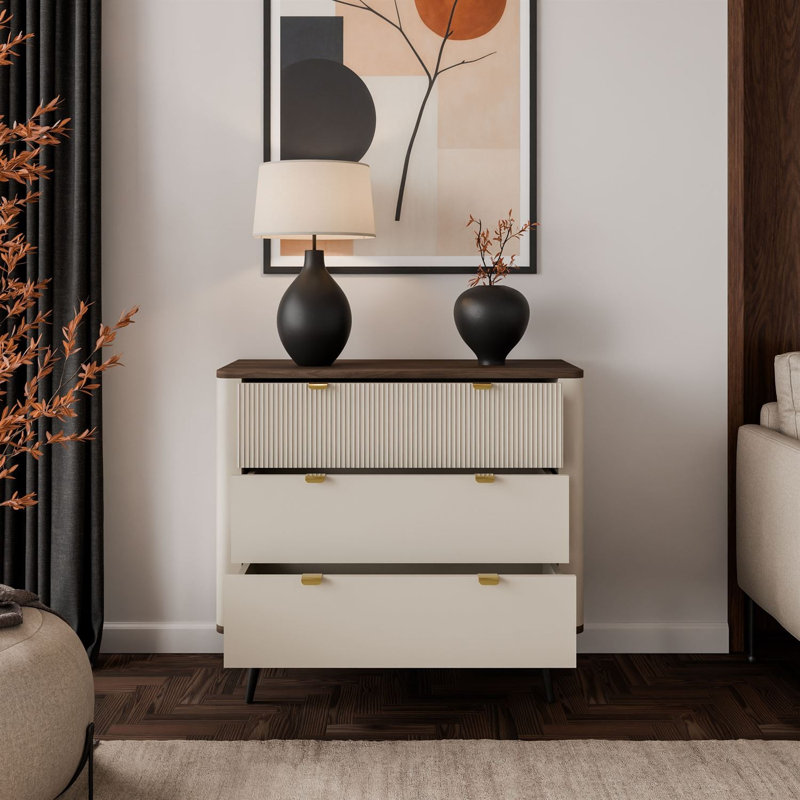 90cm Sideboard, cashmere / walnut