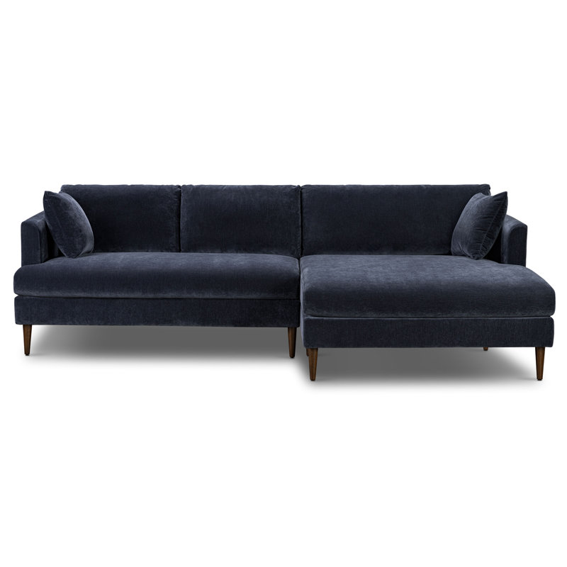 Lucerne 108" Velvet Sectional With Extra-Wide Chaise, Right Hand Facing