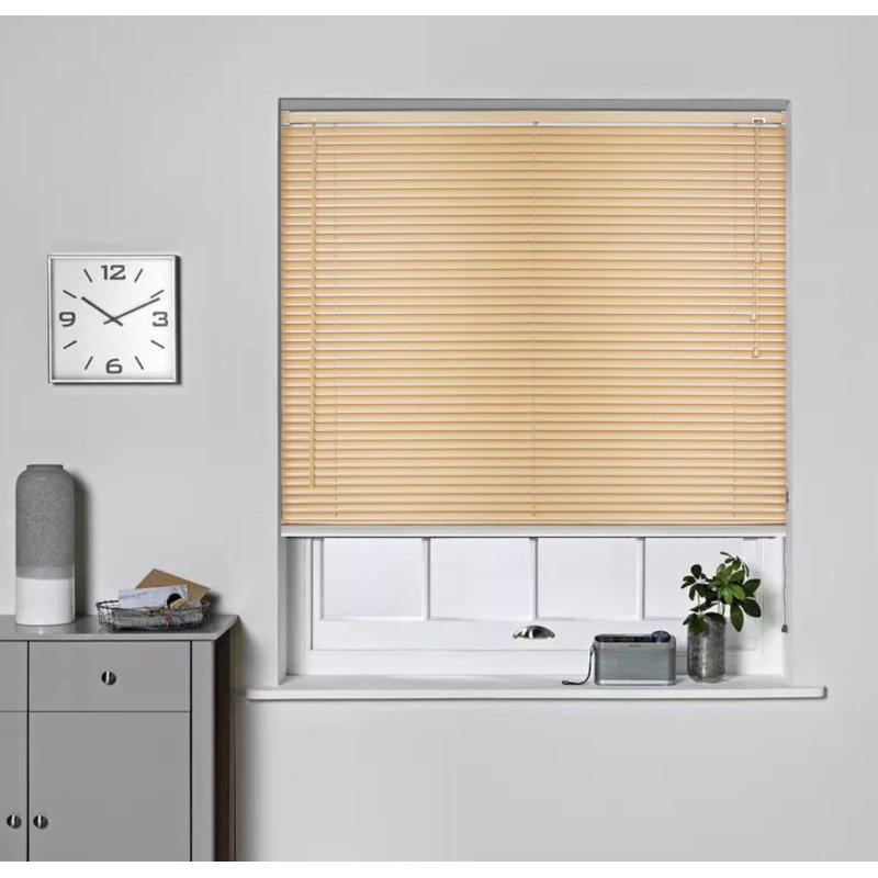 PVC Venetian Window Blind, Moisture-Resistant Wood Effect Finish with Easy Fit Design, Natural, 213 cm L  x 75 cm W