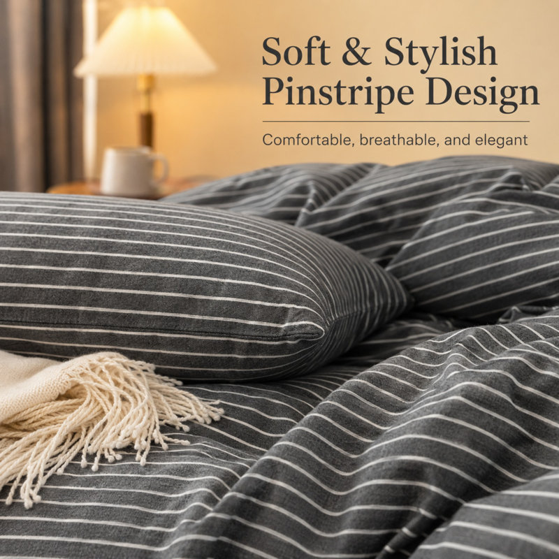 Premium Duvet Cover Set Double Brushed Microfiber Reversible With Zipper Closure & Corner Ties