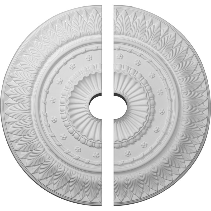 Médaillon de plafond Endurathane Christopher, DE 26 5/8 po x P 3 1/2 po x P 2 1/4 po (convient aux auvents jusqu'à 3 1/2 po), deux pièces, apprêté en usine