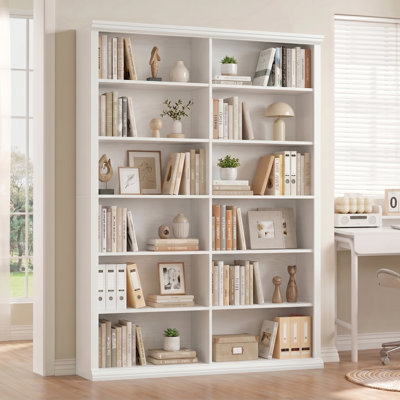 72" H x 47.2" W Wood Double 6-Tier Bookcase