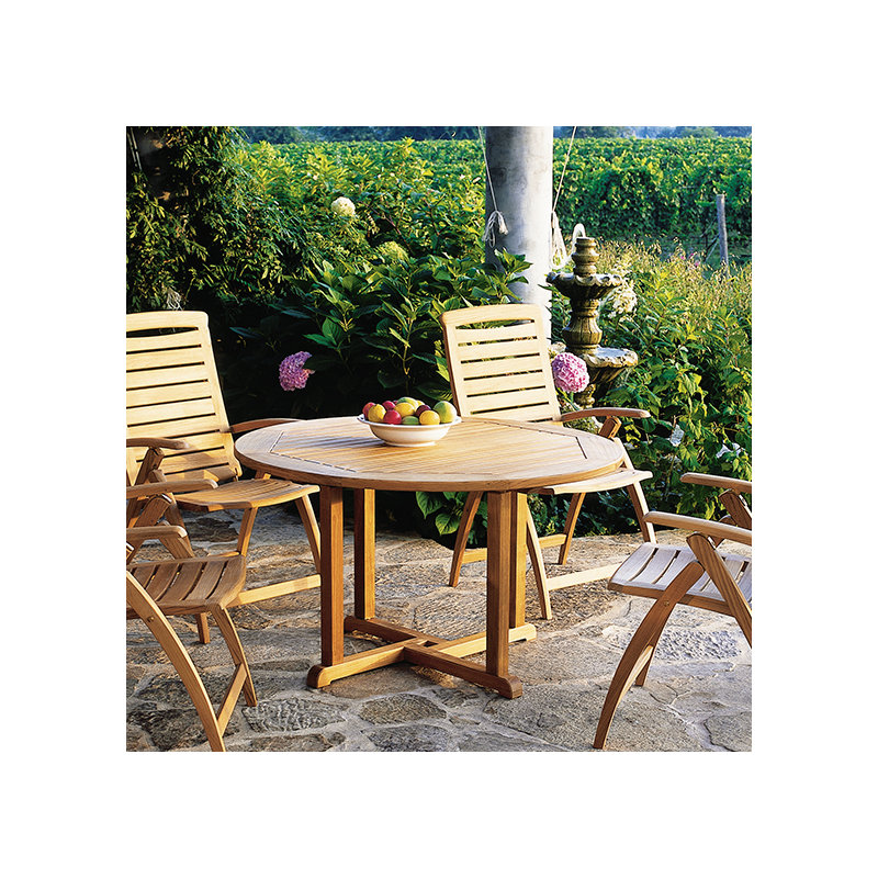 Essex Outdoor Round Teak Dining Table, 50" W x 50" L x 29" H