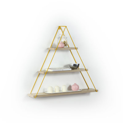 Solid Oak Wood Shelf - Rustic Triangle Wall Mounted For Book Arrangement Storing And Displaying Books