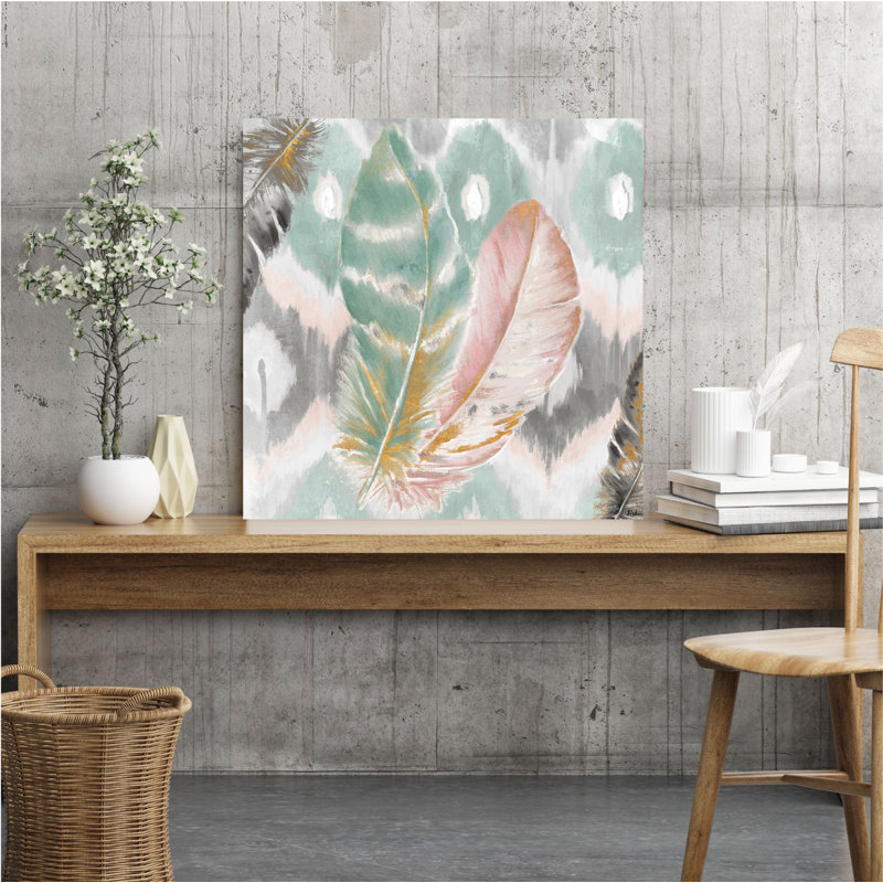 " Feather I " Painting Print, 16" H x 16" W x 1.5" D