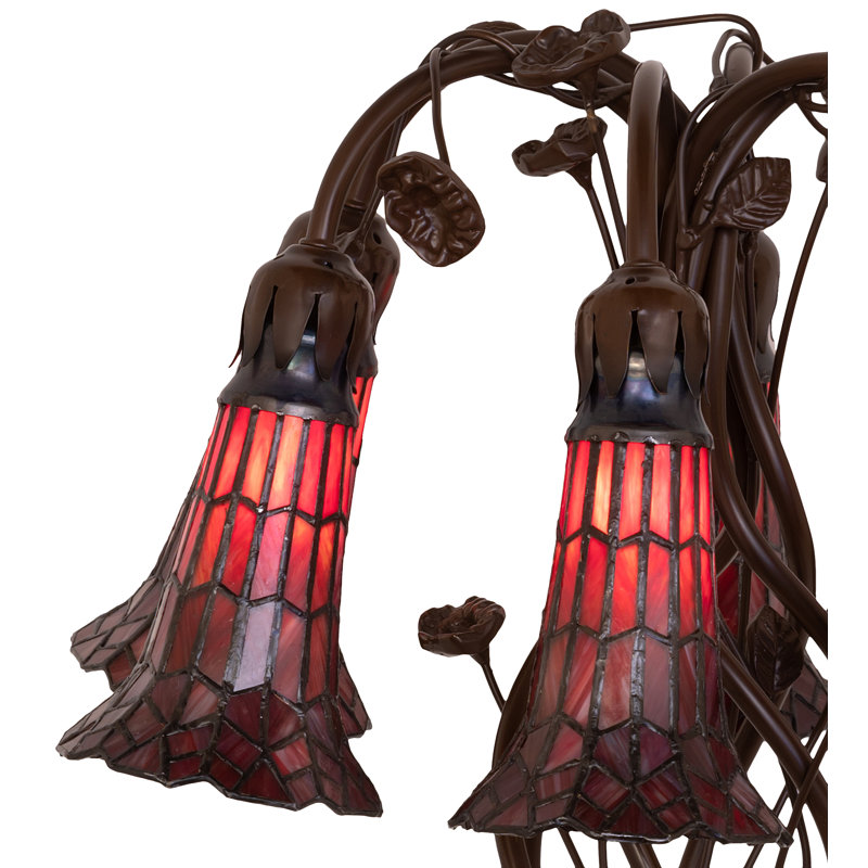 Meyda Tiffany & Stained Glass Table Lamp, Ruby/Mahogany Bronze