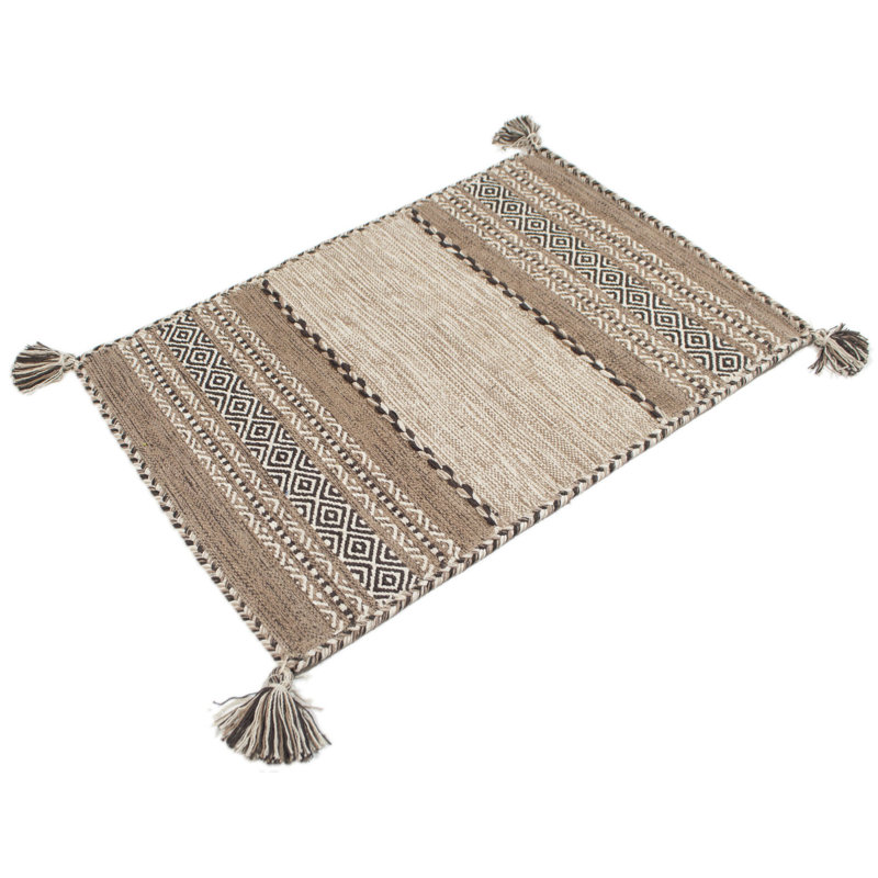 Ramon Striped and Oriental Flatweave Kilim Area Rug, Rectangle 60 x 90cm