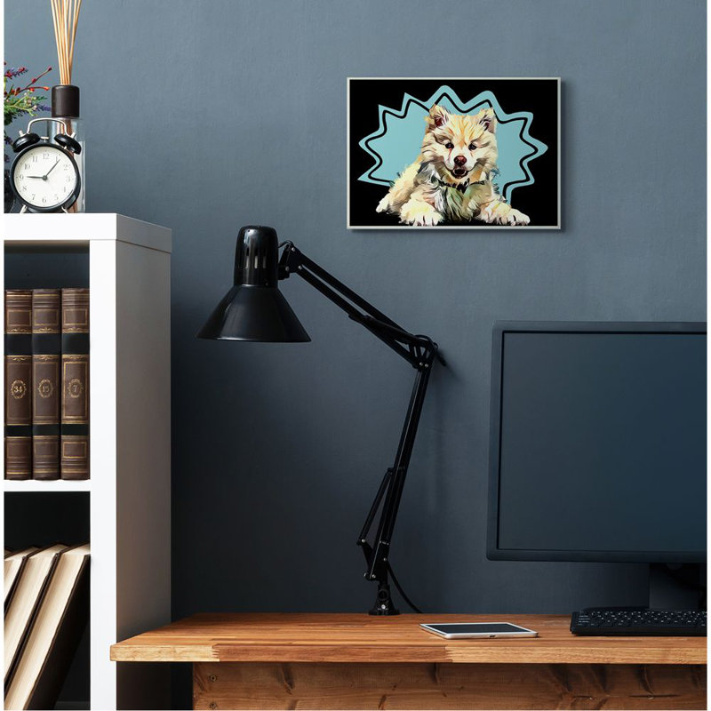 «Happy Japanese Spitz Fluffy Dog Pop Art Pet» par Kim Curationa, impression sur bois, H 15 po x l 10 po x P 0,5 po