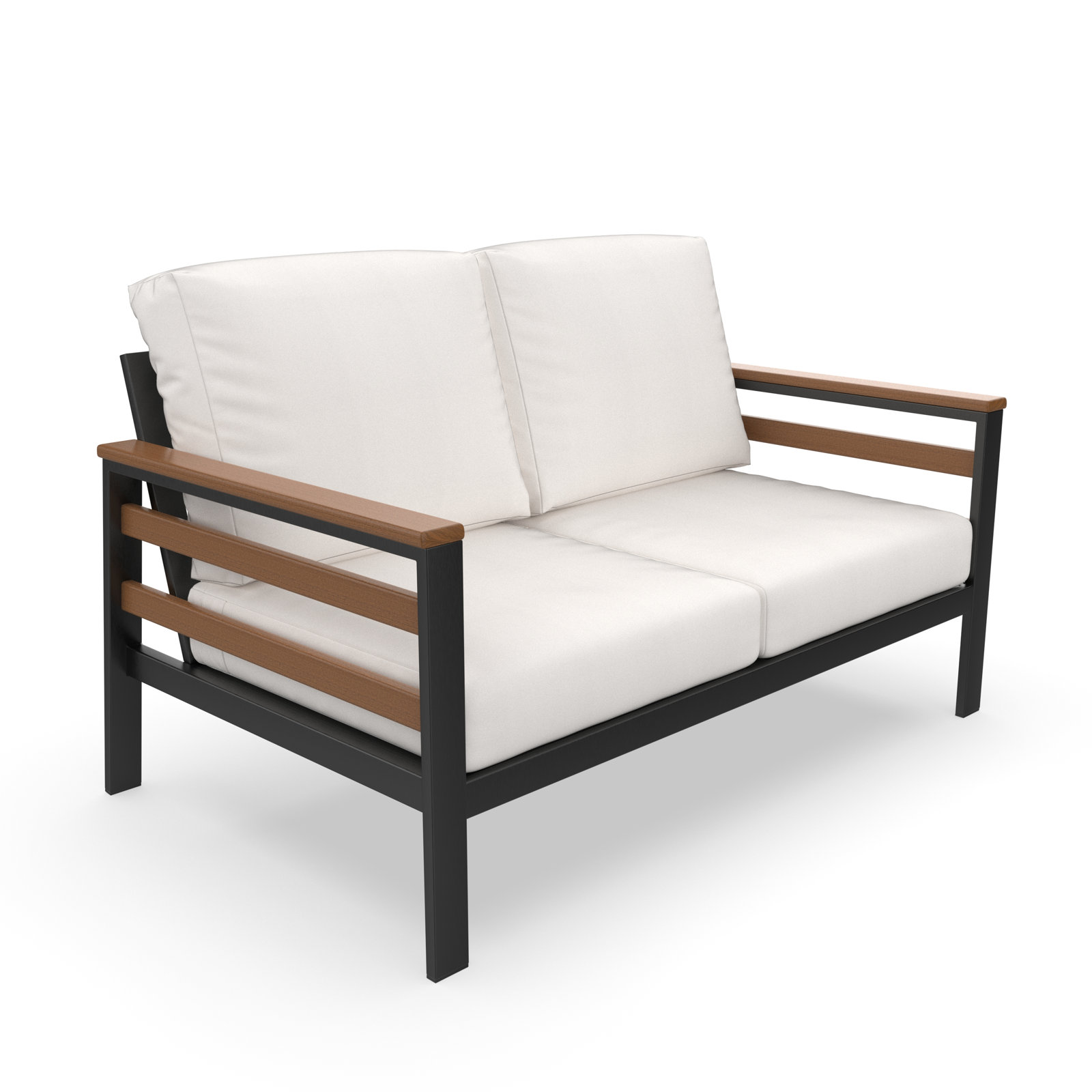 Townsend 55" Sunbrella® Patio Loveseat, Sunbrella Canvas Natural, Brown/Dark Gray