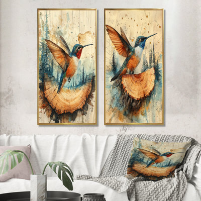 Colibri dans la forêt I - animaux, impressions sur toile 2 pièces