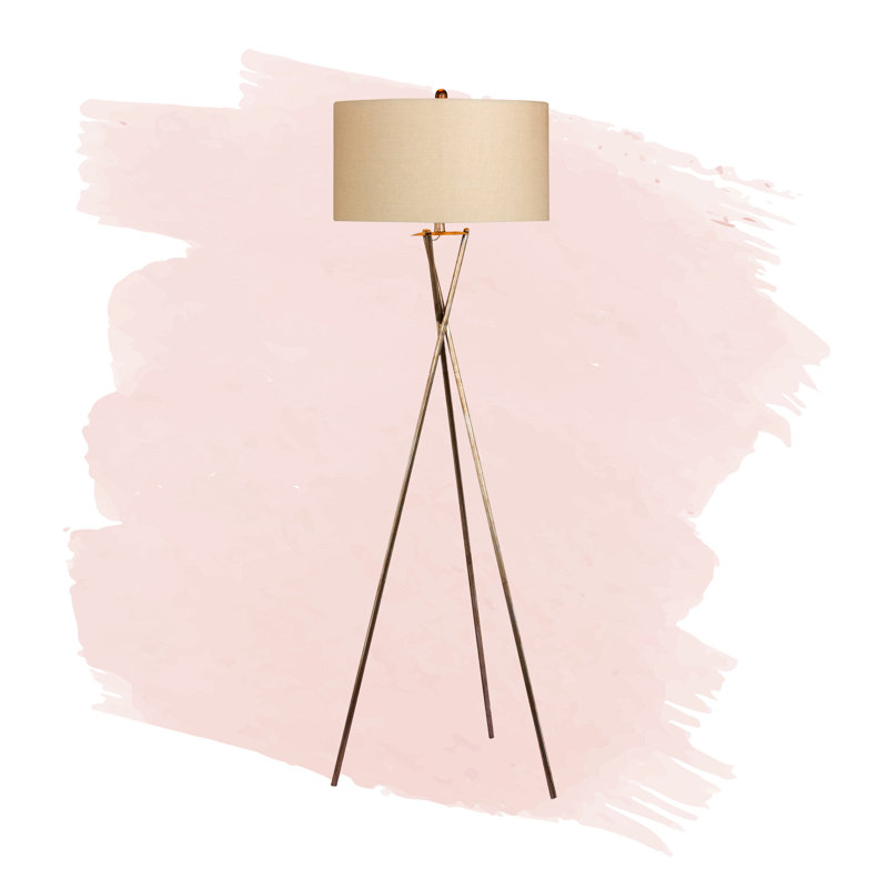 Lampe trépied 64 po Dorthe, Argent rouillé