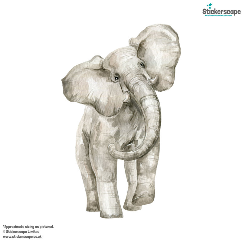 Watercolour Elephant Wall Sticker, 105cm H x 65cm W