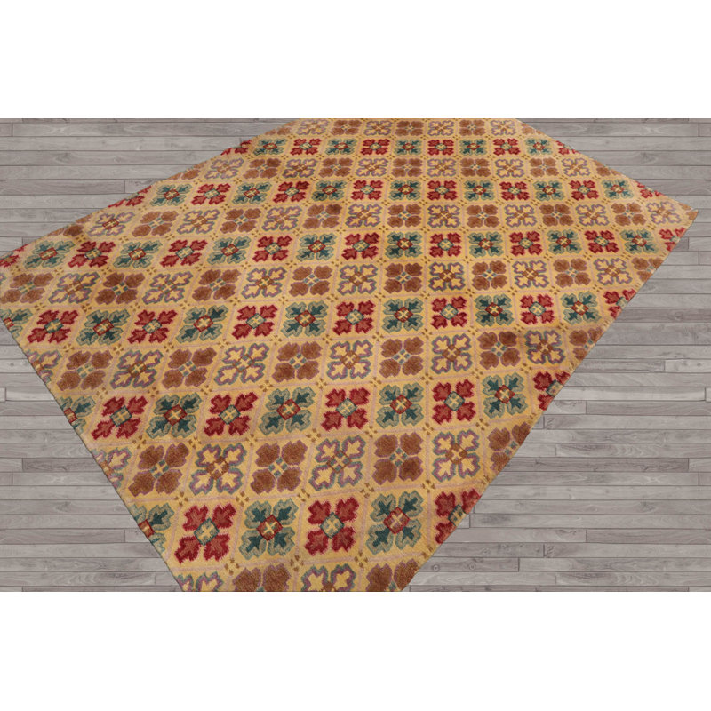 Tapis intérieur / extérieur en laine noué à la main 4 pi 1 po x 5 pi 8 po Staffa
