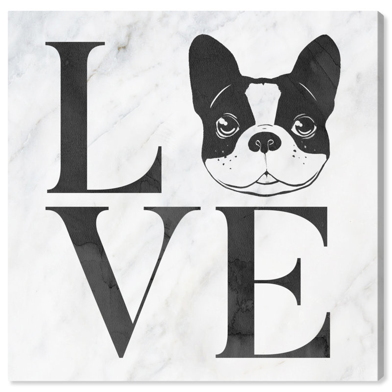 «Dogs and Puppies» «Love your Frenchie», reproduction sur toile tendue, H 40 po x l 40 po x P 1,5 po