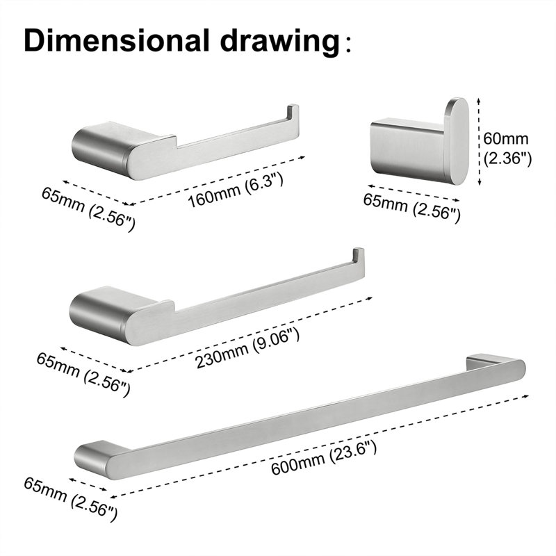 4 - Piece Bathroom Hardware Set, Brushed Nickel