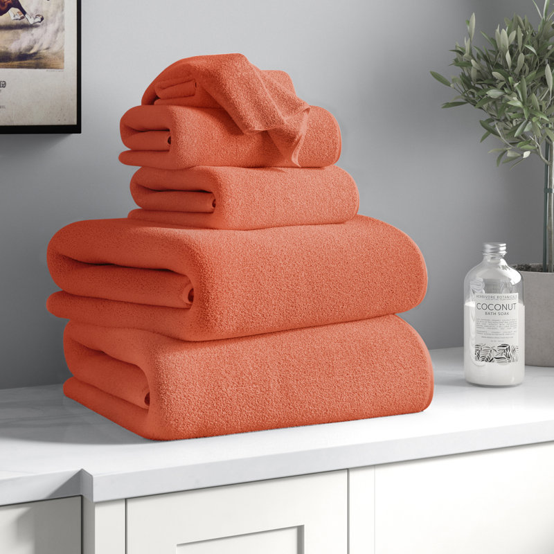 Raheeb 6PC Towel Set - Cotton Bathroom Accessories with 2 Bath Towels, 2 Hand Towels, and 2 Washcloths - Machine Washable Towels by Lavish Home 