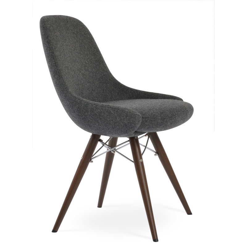 Gazel 17.7'' H Upholstered Side Chair, Dark Gray, Walnut