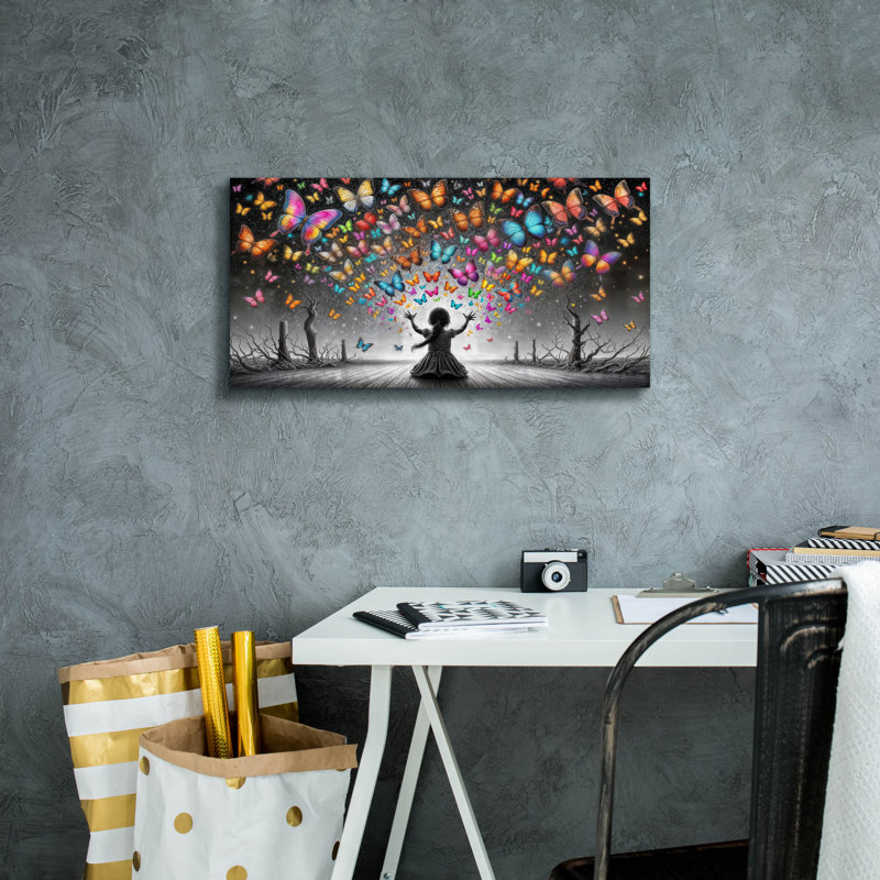 Drelynn, "Vol des papillons" par Rey Klimt, art mural sur toile