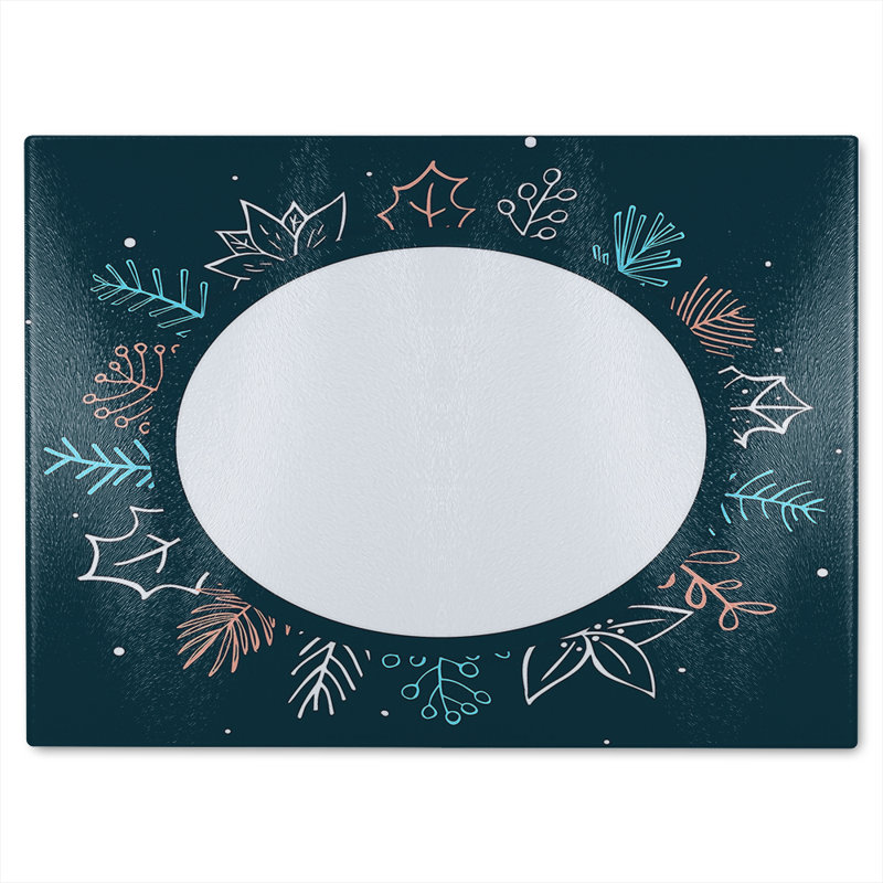 Winter Flowers Glass Chopping Board