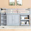 Lit mezzanine simple avec tiroir et armoire - Bureau coulissant en bois d'hévéa gris