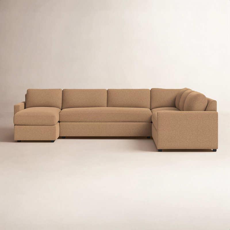 Damari Upholstered U-Shaped Sectional, Right Hand Facing, Classic Bleach White Twill