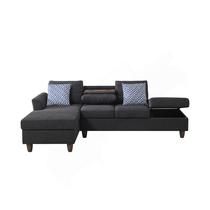 Unités de rangement cachées et coussins décoratifs assortis pour les maisons modernes, Noir/gris