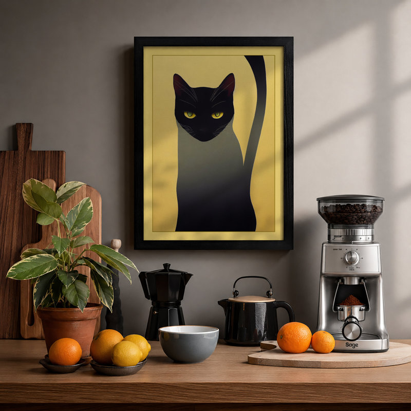 Alert Cat Minimalist - Print, A4 - 29.7 x 21.0 cm, Black