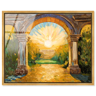 Monica Kapur Golden Threshold Framed Acrylic Print Farmhouse Wall Art by Art Remedy, Gold Frame, 36 x 30